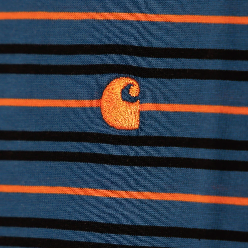 Carhartt WIP Gestreept Crew Neck Tee Shirt Blue Heren