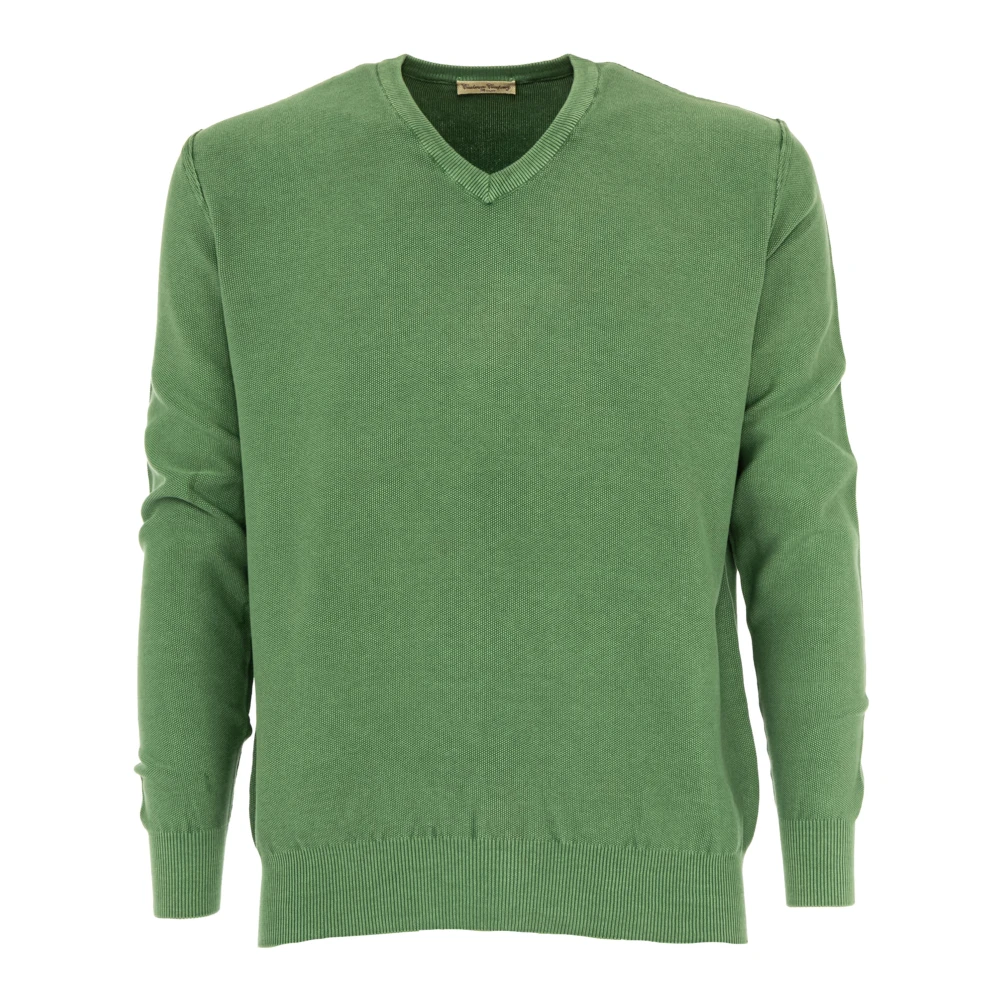 Cashmere Company Lichtgewicht V-hals Heren Pullover Trui Green Heren
