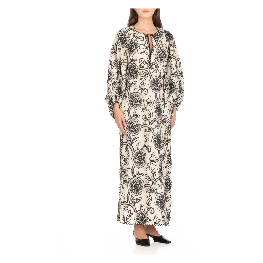 Zimmermann Bloemen linnen jurk met V-hals Multicolor Dames