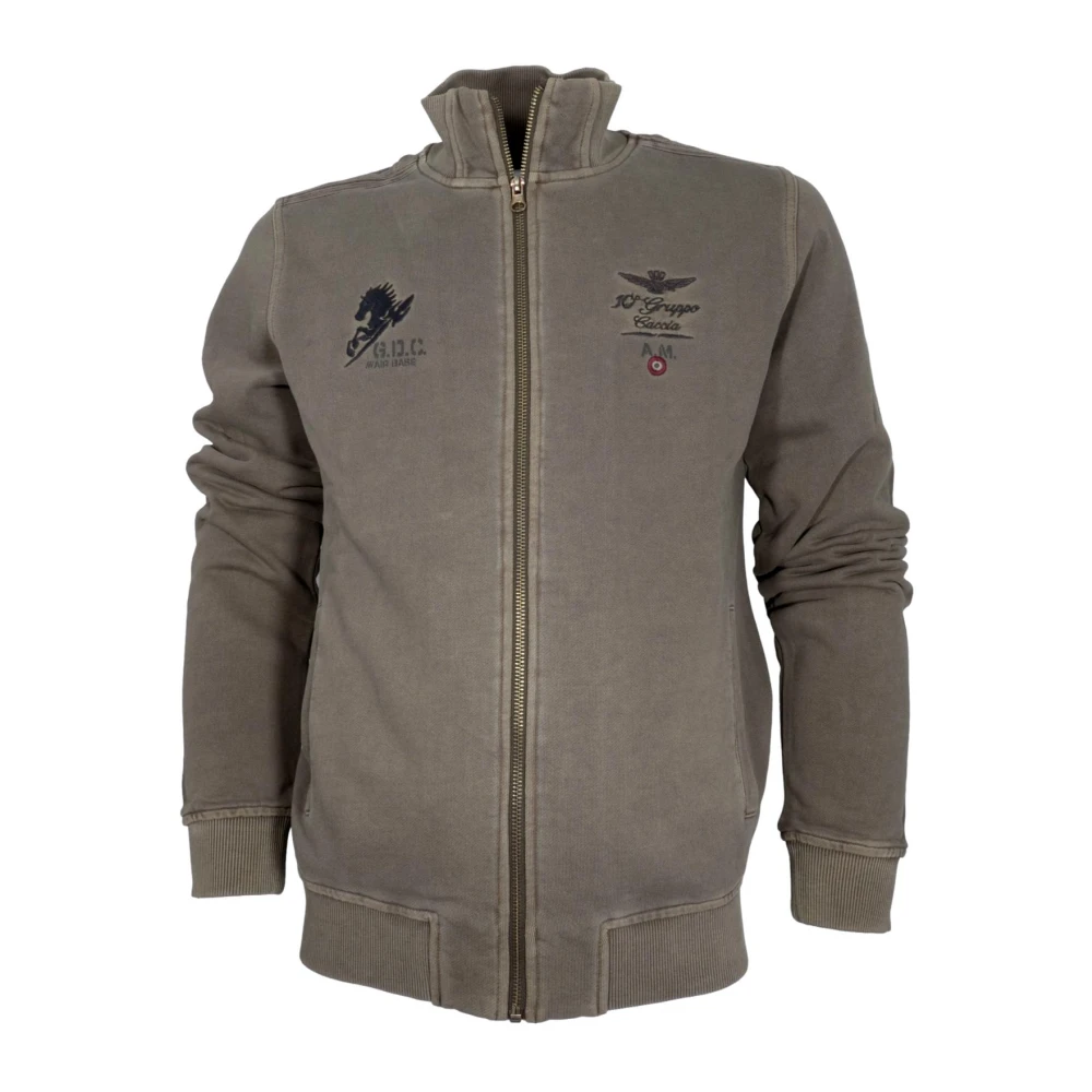 Aeronautica militare Militaire luchtvaart katoenen sweatshirt met borduurwerk in groen Green Heren