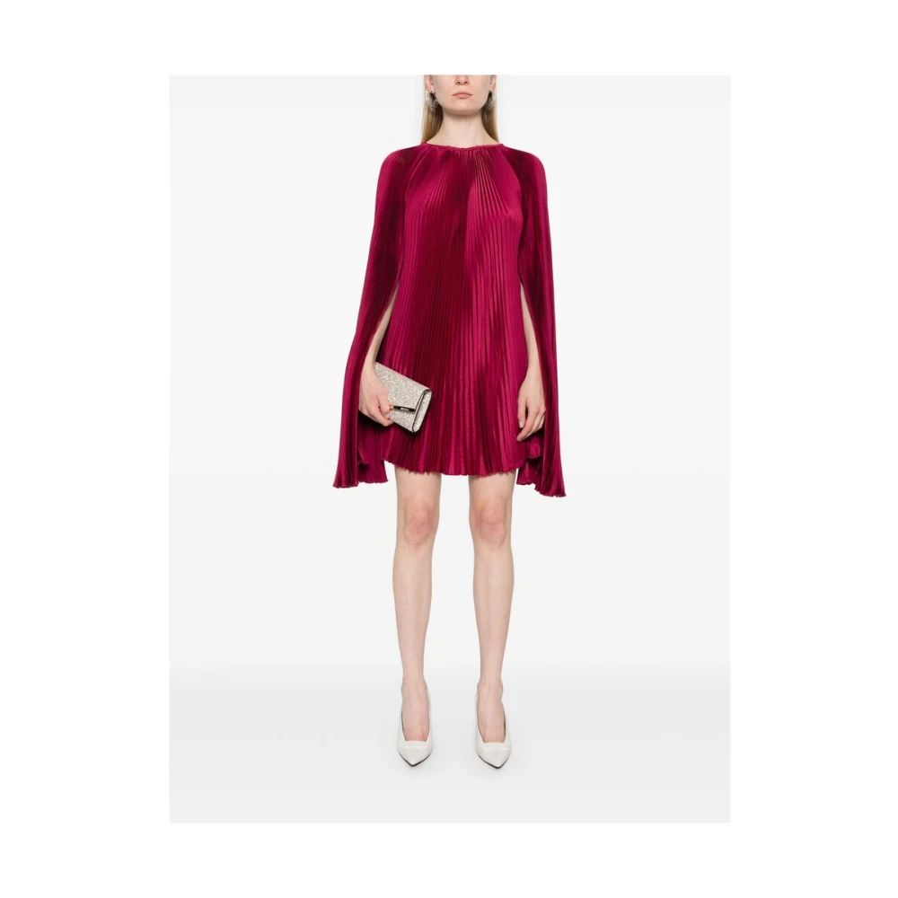 L'idée Bordeaux Kantmouw Plissé Jurk Red Dames