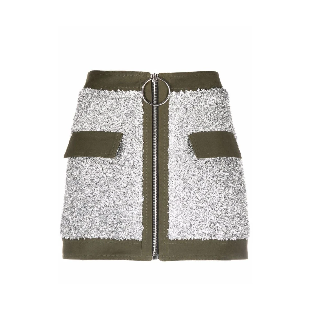 Balmain Contrast-Trim Rok met Rits Gray Dames