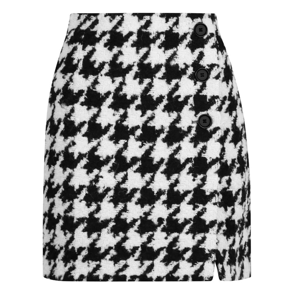 Nina Ricci Flared Houndstooth Mini Skirt White Dames