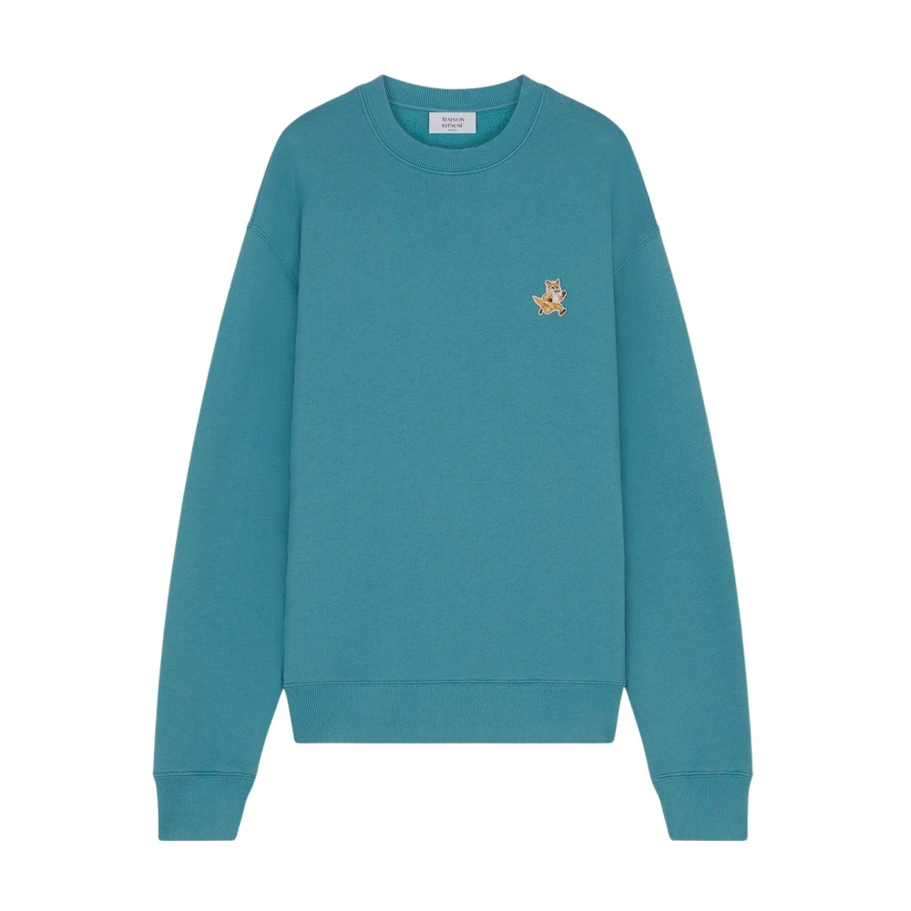 Maison Kitsuné Vos Katoenen Sweatshirt Blue Heren