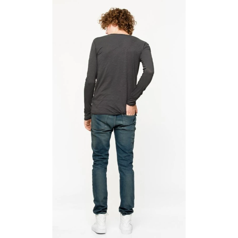 Zadig & Voltaire Charcoal Monastir Slub Longsleeve T-shirt Gray Heren