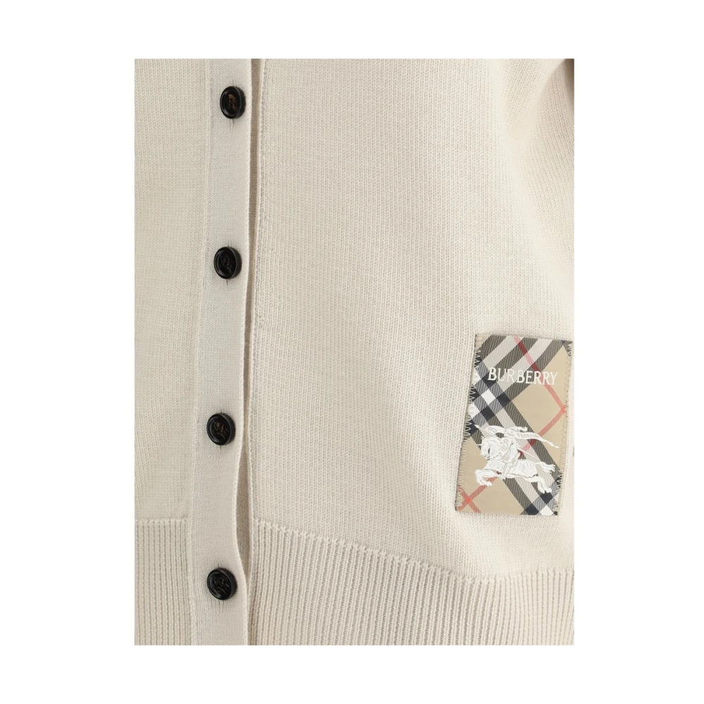 Burberry Iconische Logo Cardigan met V-hals Beige Dames