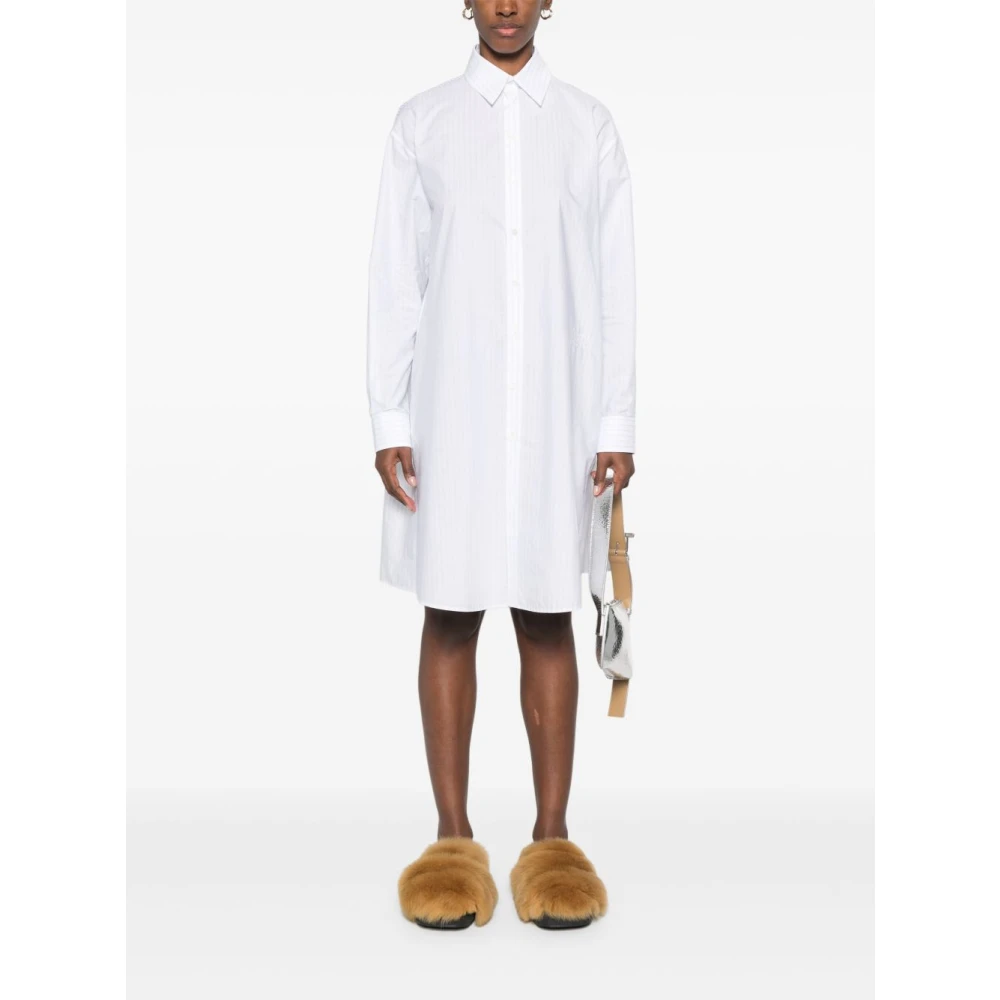 MM6 Maison Margiela Patchwork Shirt Dress White Dames