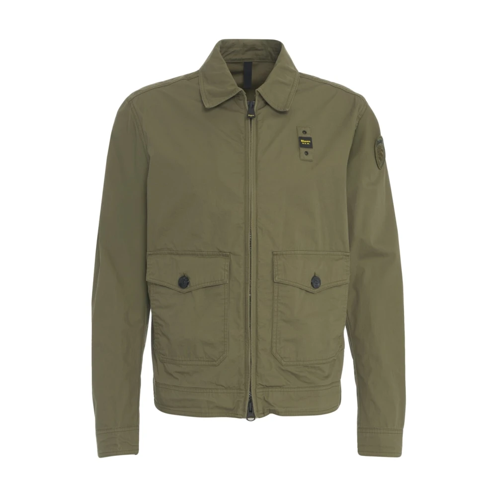 Blauer Groene Katoenen Jack Overhemdkraag Green Heren