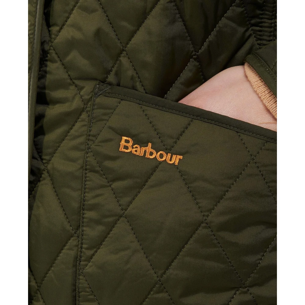 Barbour Groene gewatteerde jas met fluwelen kraag Green Dames