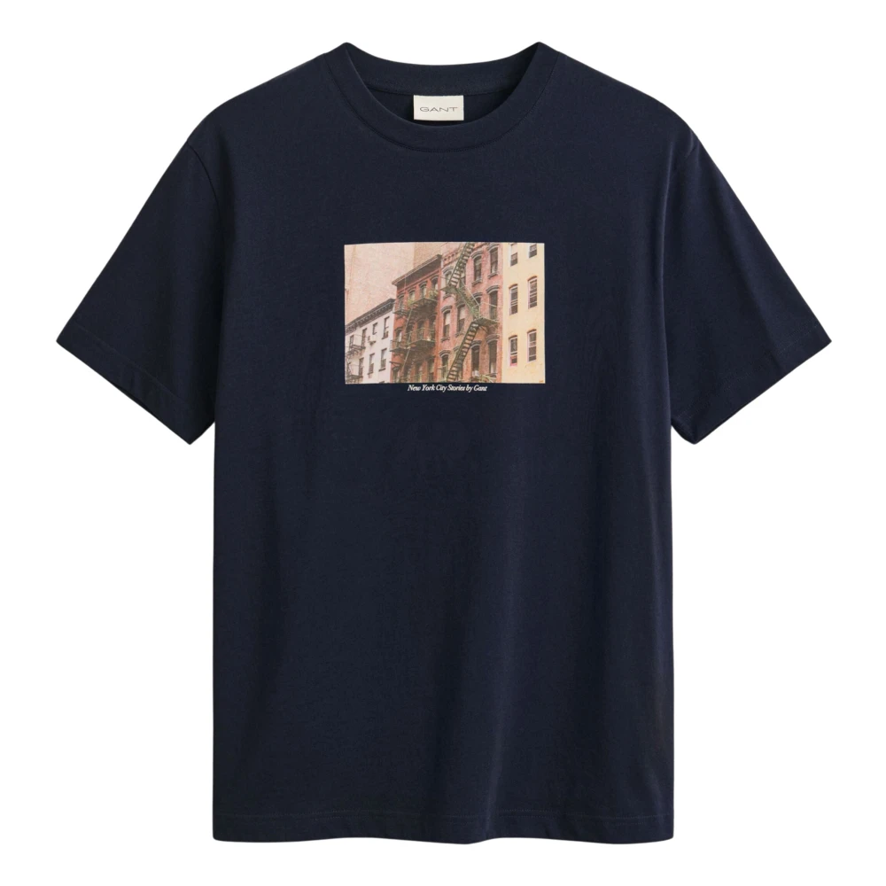 Gant , T-Shirts, Male, Blue, L, - Seasonal Graphic T-Shirt In Evening Blue 2003449 433