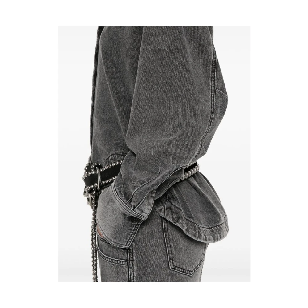 The Attico Zwart knoopsluiting bovenkleding met logoborduursel Black Dames