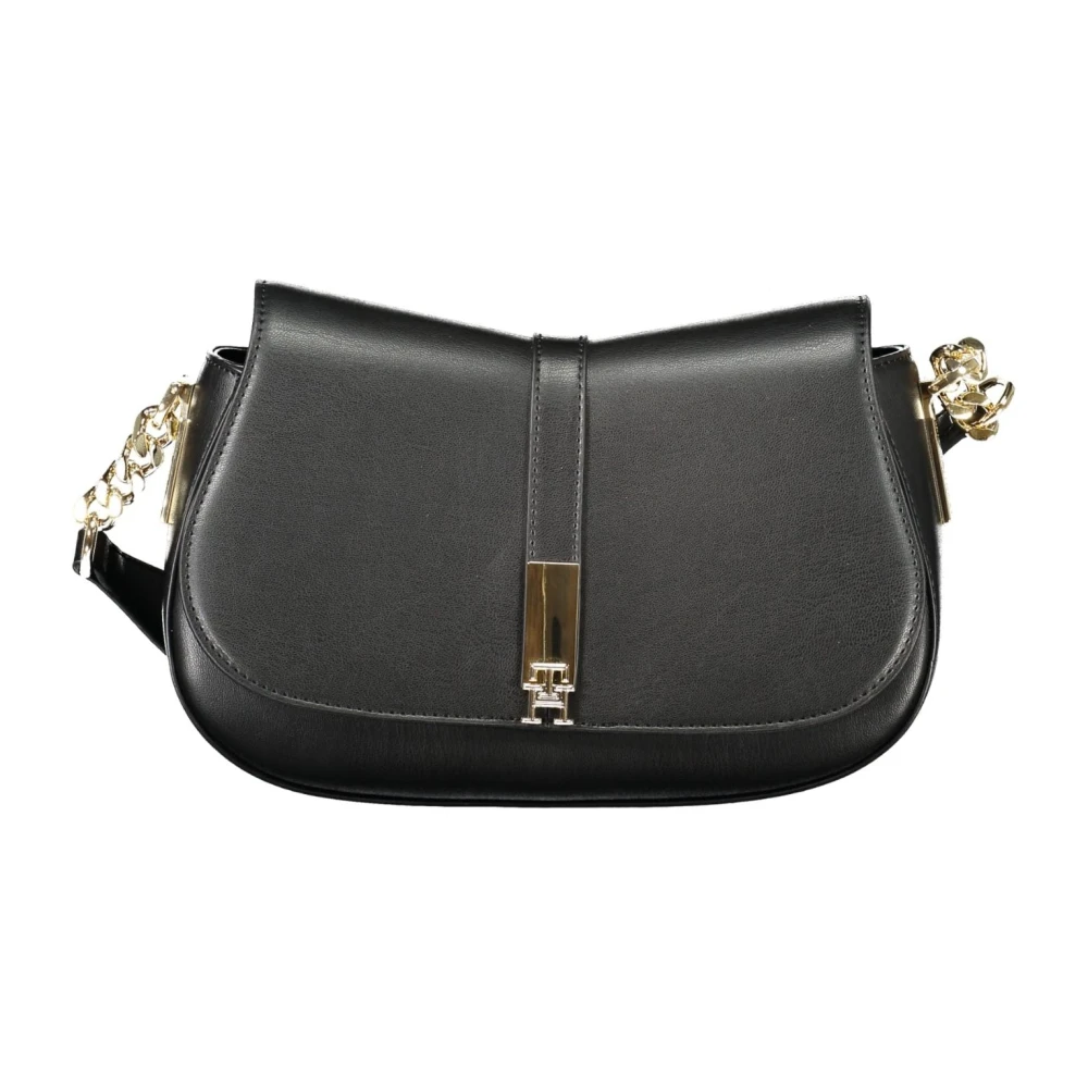 Tommy Hilfiger Zwarte Schoudertas met Verstelbare Band Black Dames