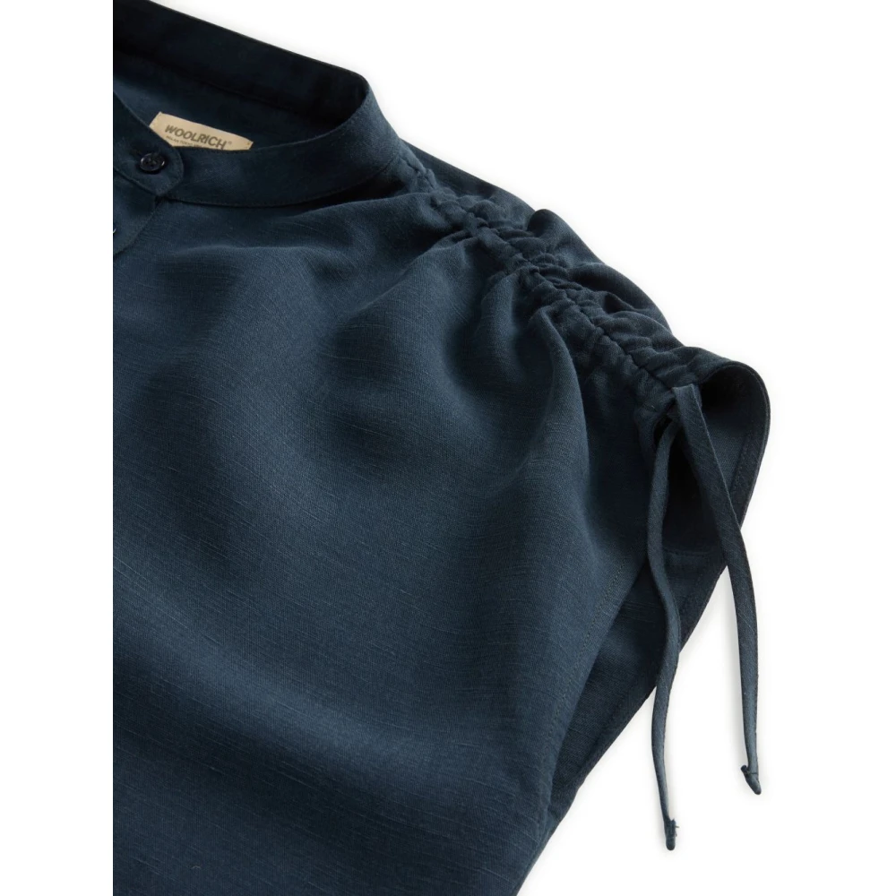 Woolrich Blauwe Linnen Shirt Stijlvolle Vrouwen Blue Dames