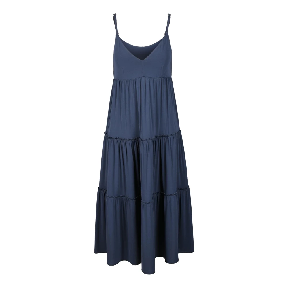 Max Mara Women's Blue Maxi Dresses, S, Jersey Long Dress With Tunic Closure
