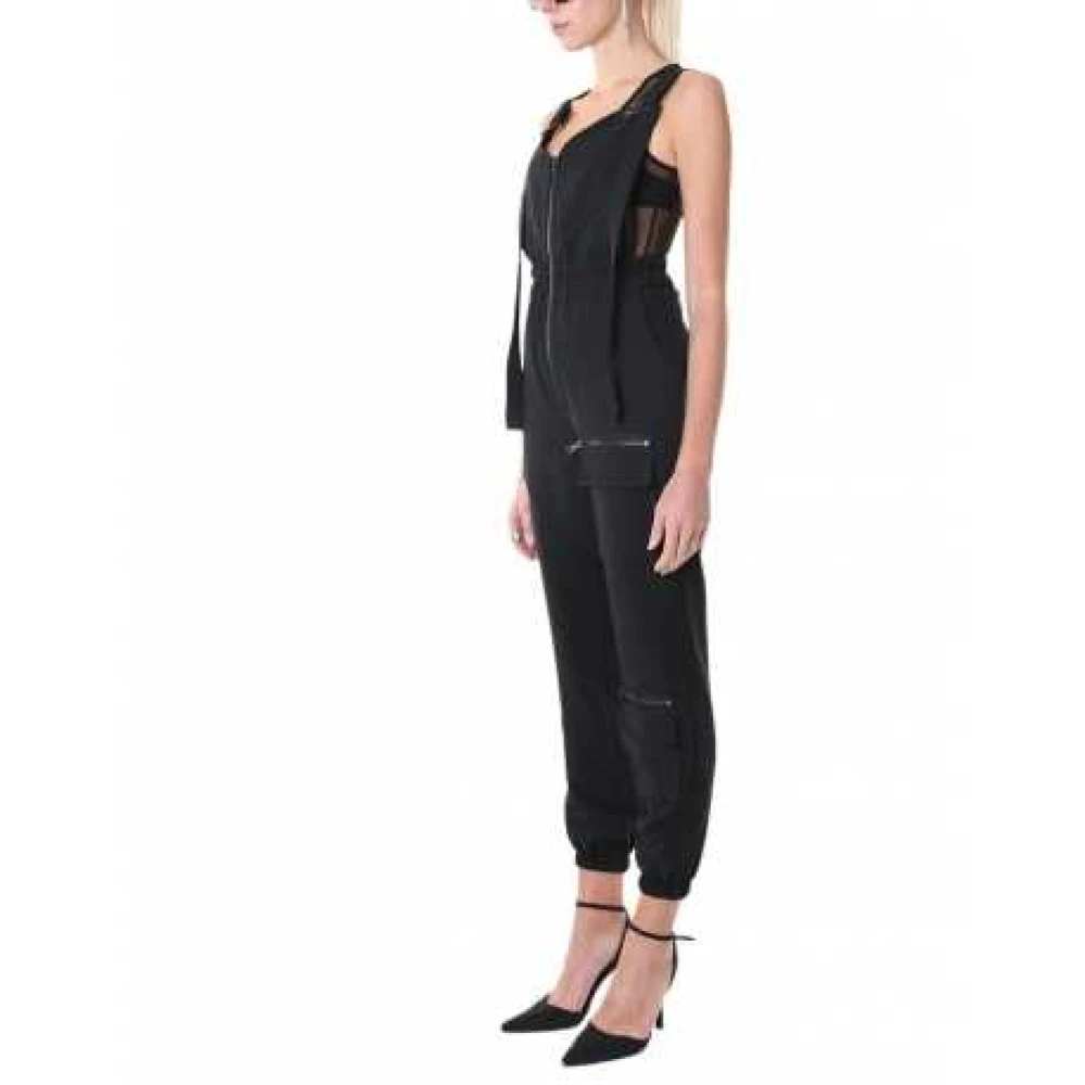 La Haine Inside Us Zwarte Cargo Salopette Stretch Tech Lw928 Black Dames