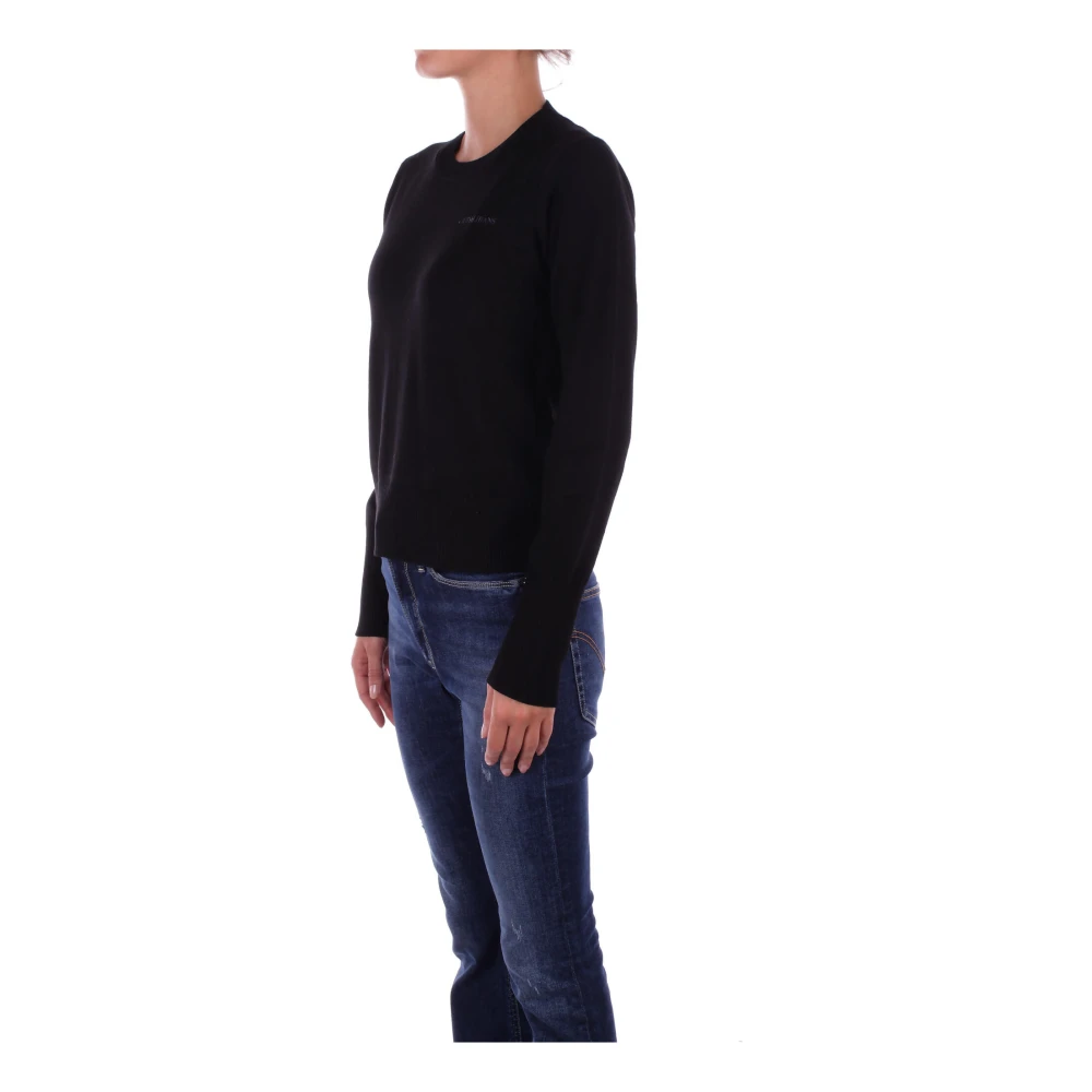 Guess Zwarte Logo Front Sweater Black Dames