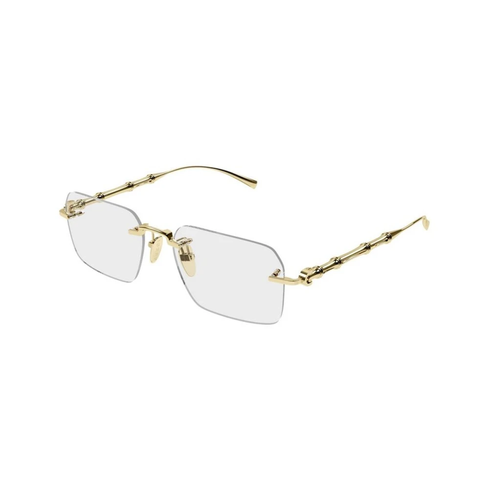 Gucci Men's Yellow Glasses, 56 Mm, Rectangular Metal Optical Frame