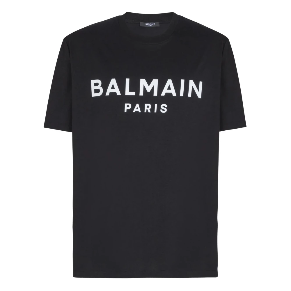 Balmain Black Paris Print T-Shirt - Male - T-Shirts - S - Tops