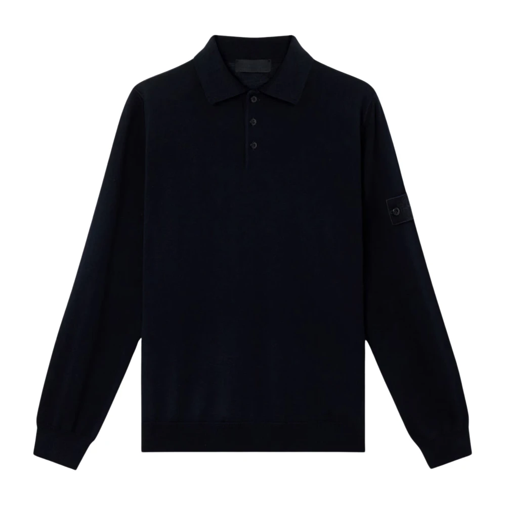 Stone Island Blue Polo Shirts, Male, Xl, Ghost Light Pure Rws Wool Polo Shirt