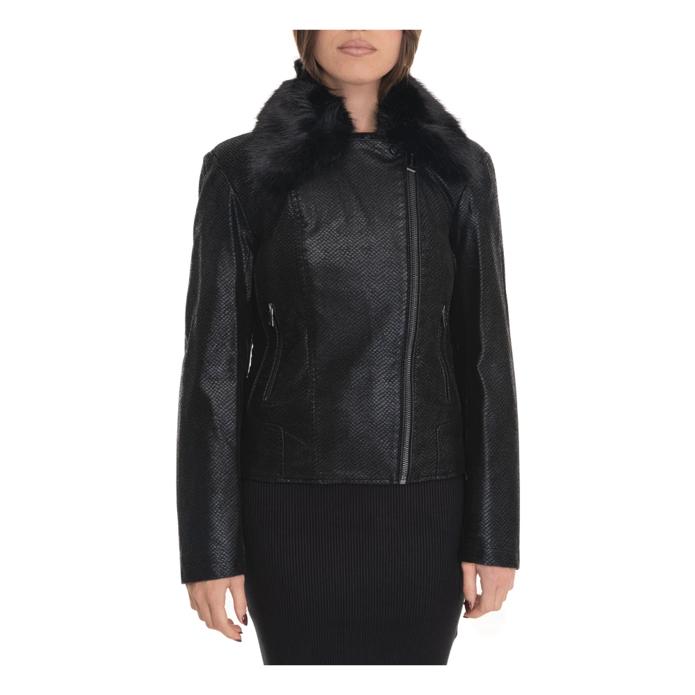 Guess Afneembare faux fur biker jack Black Dames