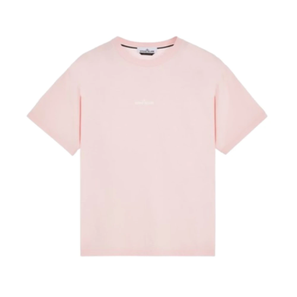Stone Island Korte Mouw Logo T-shirt Pink Heren