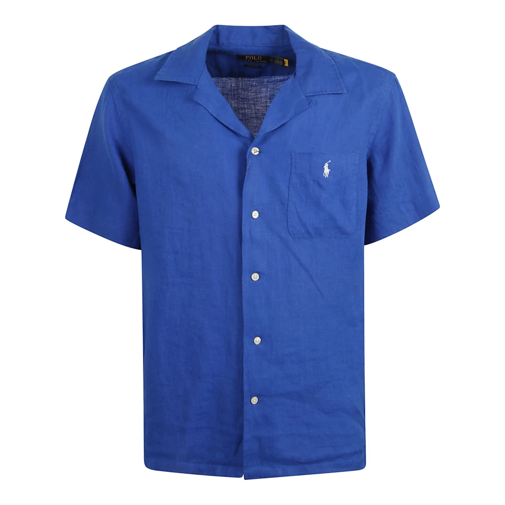 Ralph Lauren Blauw Linnen Polo Shirt Blue Heren
