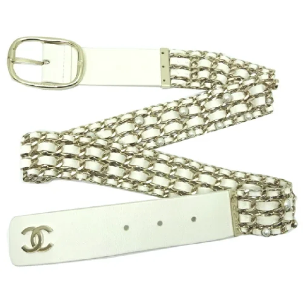 Chanel Vintage Pre-owned Leather belts White Dames