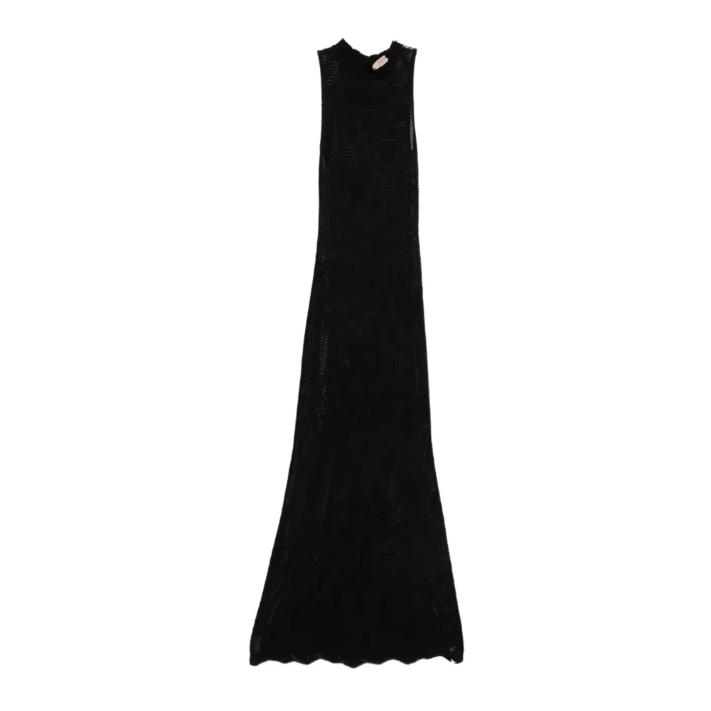 Twinset Donna Nero - Abito Lungo In Maglia Mesh - Dresses - Xs