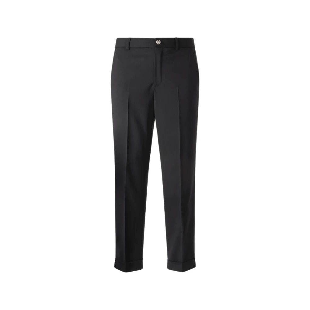 Roberto Cavalli Men's Black Slim-Fit Trousers, Xl, Stretch Wool Trousers Straight Leg