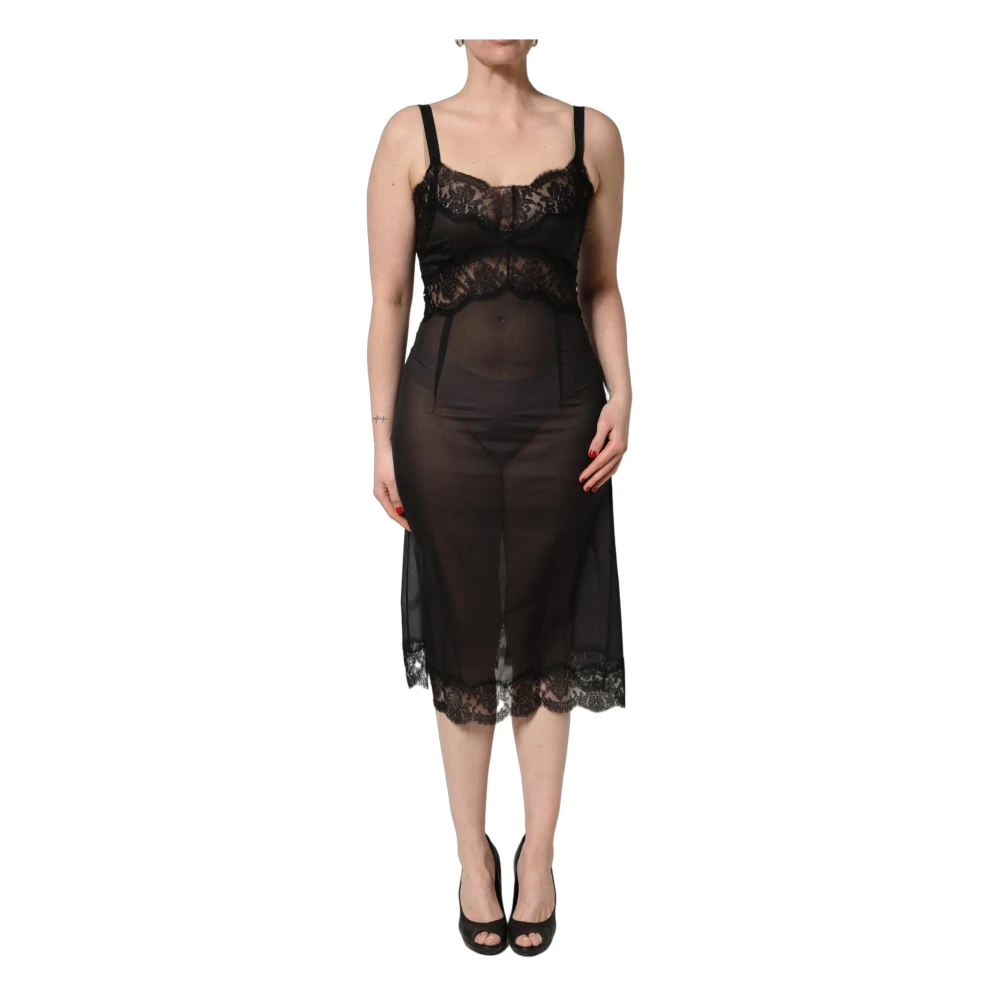 Dolce & Gabbana Women's Black Chemise Dress - Midi Dresses - L - Dresses