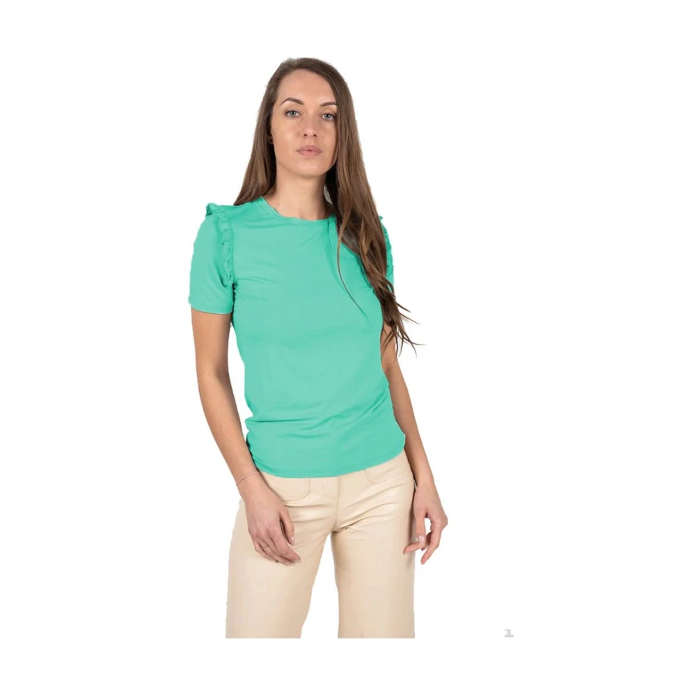 PATRIZIA PEPE Gerimpelde ronde hals viscose top Green Dames