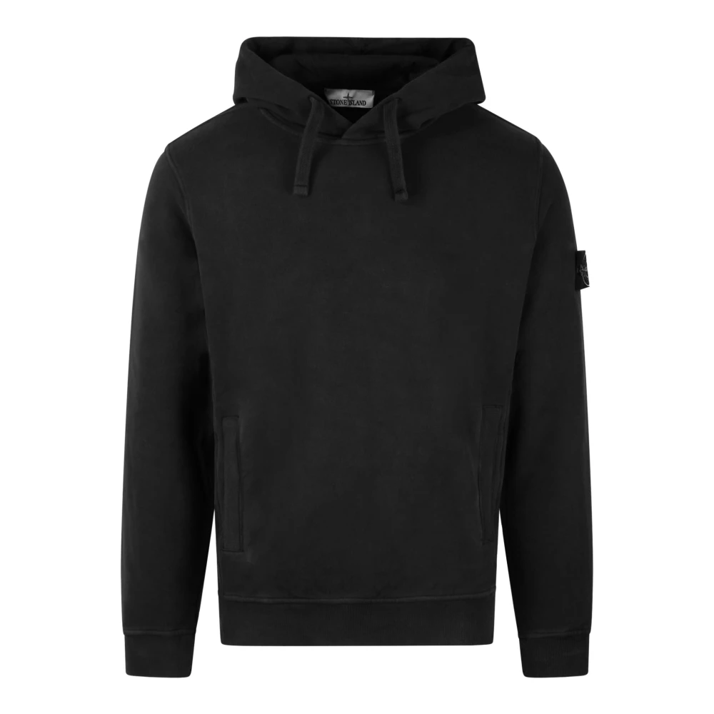 Stone Island Logo Hoodie met Fleece Interieur Black Heren