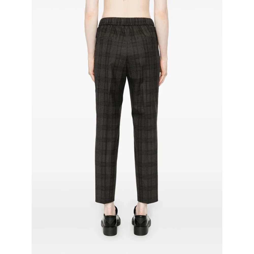 PESERICO Geruite Skinny Wollen Broek Brown Dames
