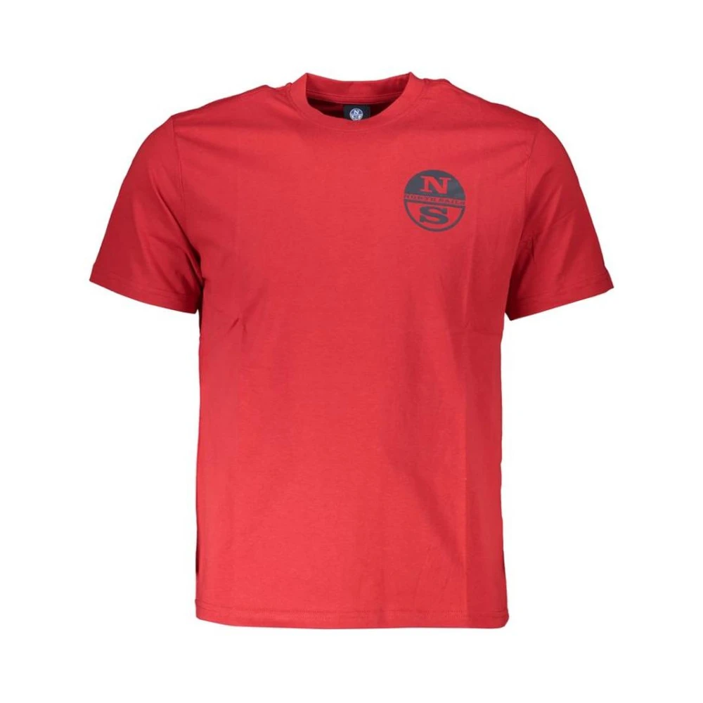 North Sails Men's Red T-Shirts,, Crew Neck Logo Print Tee 2XL