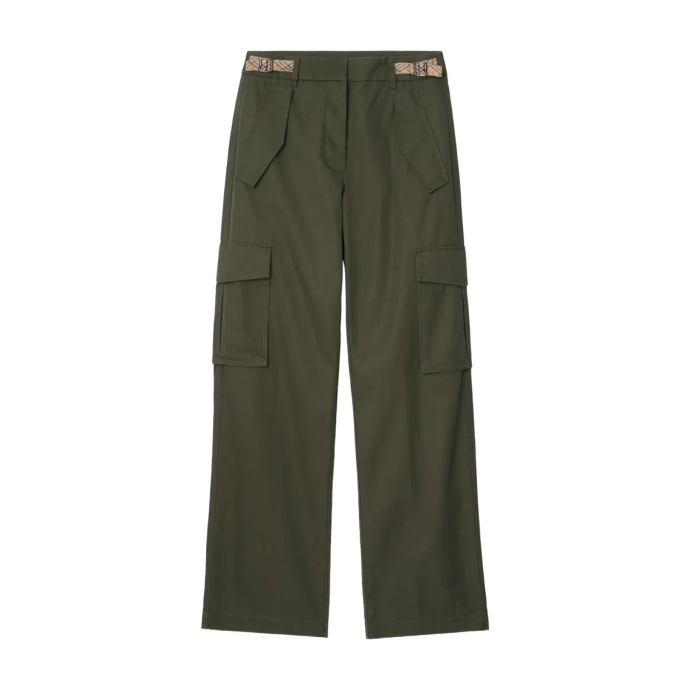 Burberry Women's Green Freja Cargo Trousers - Wide Trousers - S - Trousers