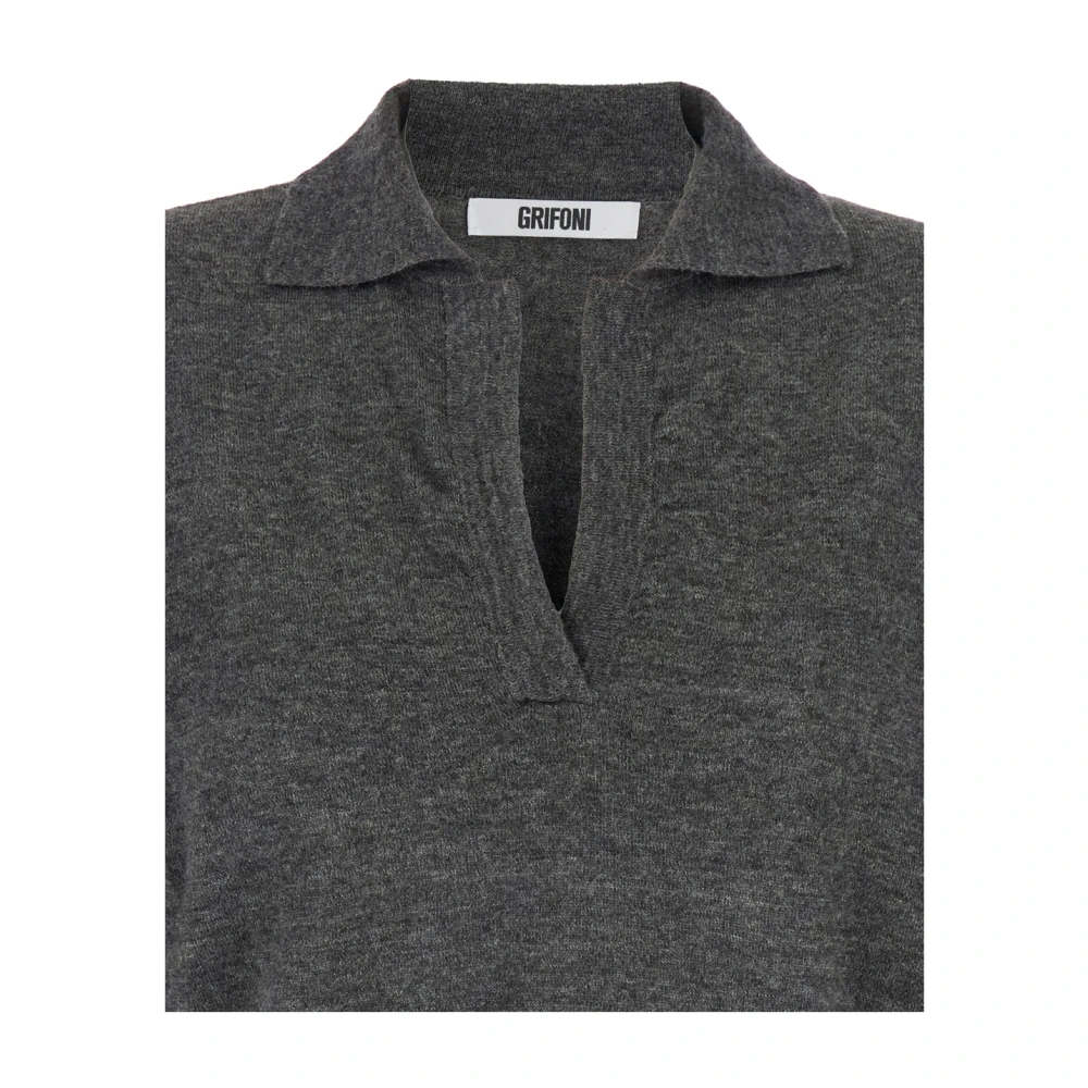 Mauro Grifoni Grijze Gebreide Poloshirt Gray Dames