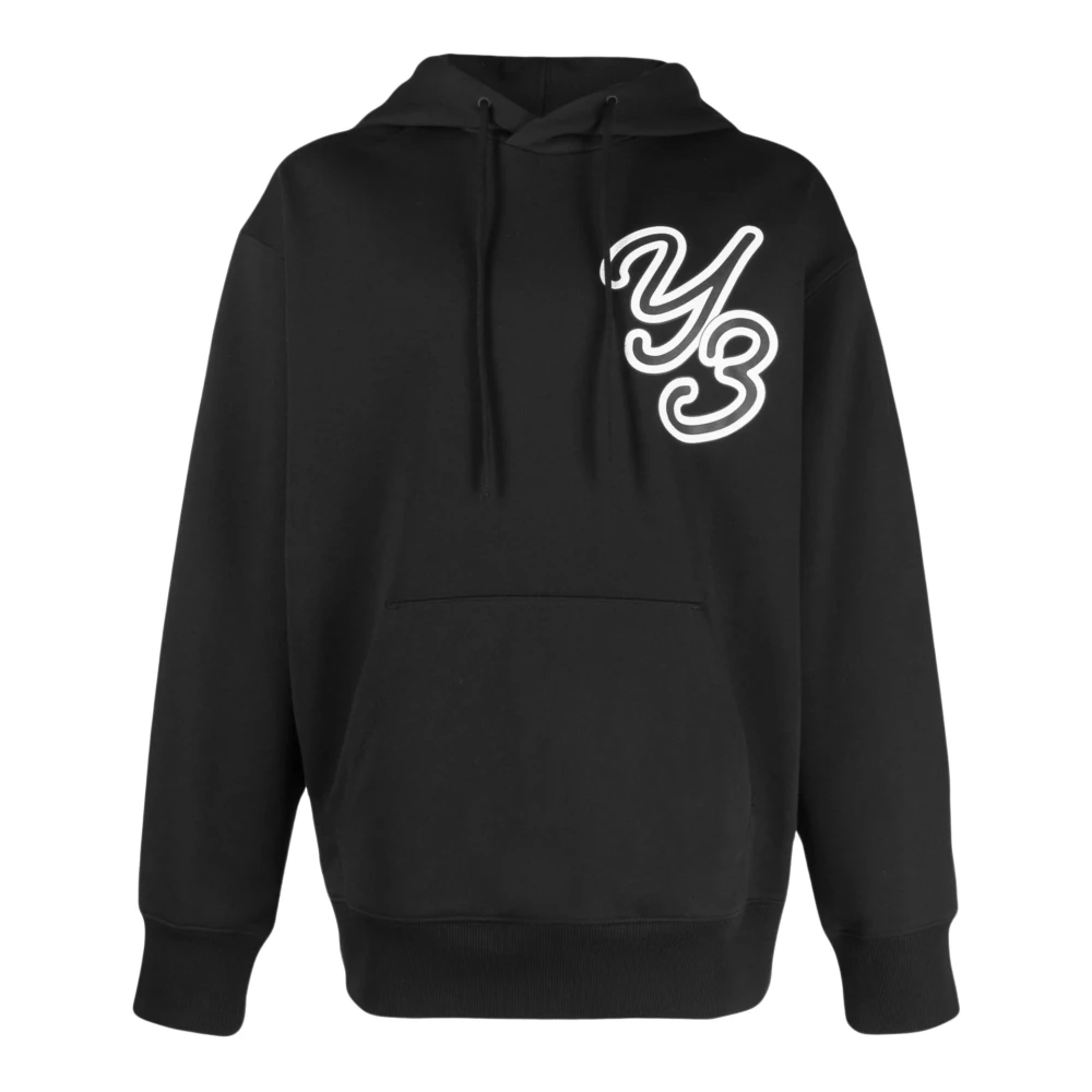 Y-3 Zwarte katoenen hoodie met logo Black Heren
