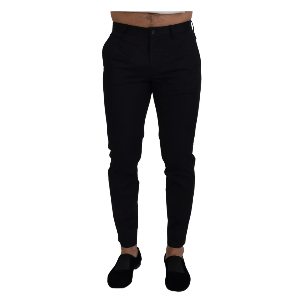 Dolce & Gabbana Men's Blue Stretch Cotton Slim Trousers Chinos Trousers - Slim-Fit Trousers - Xs - Trousers