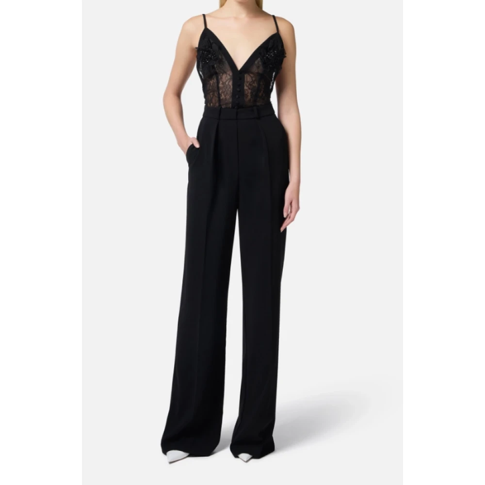 Elisabetta Franchi Zwart Kant Geborduurde Jumpsuit Black Dames
