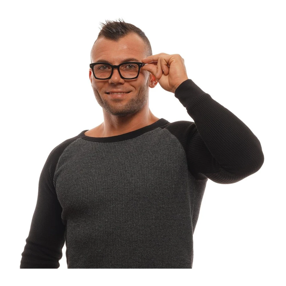 Ermenegildo Zegna Zwarte Trapezium Optische Monturen Black Heren