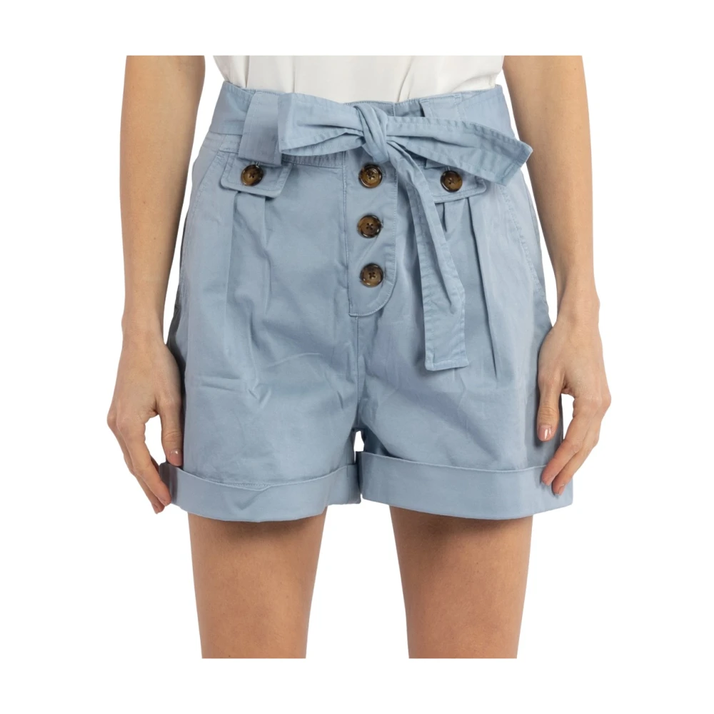 Woolrich Women's Blue Tied-Waist Turn-Up Hem Shorts - Short Shorts - W27 - Shorts