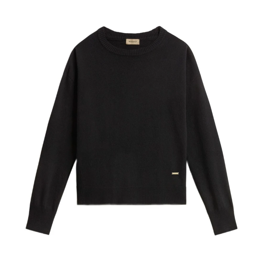 Woolrich Women's Black Sweatshirts, Xs, Elegant Nero Jumper Aw25