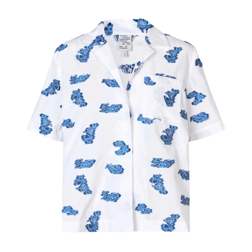 BAUM UND PFERDGARTEN Korte mouwen knoop-up shirt met inkeping revers White Dames