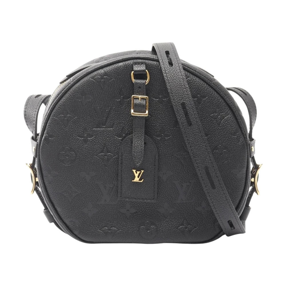 Louis Vuitton Vintage Women's Black Pre-Owned Vintage Monogram Embossed Round Crossbody Bag