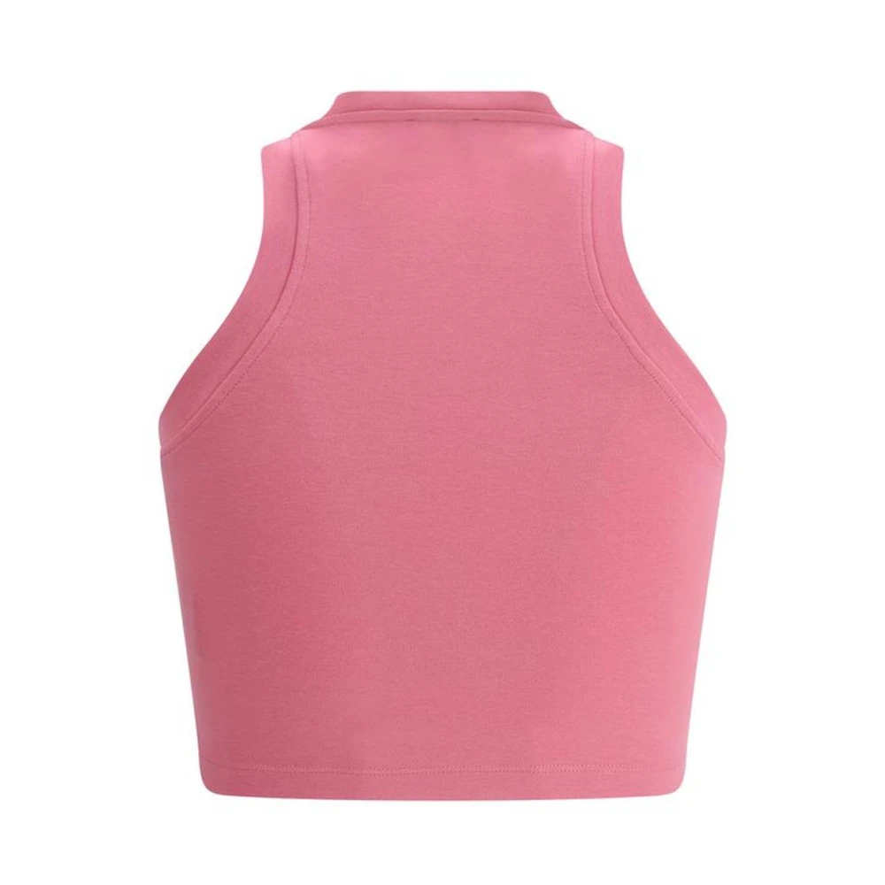 Balmain Geborduurde Logo Cropped Top Pink Dames