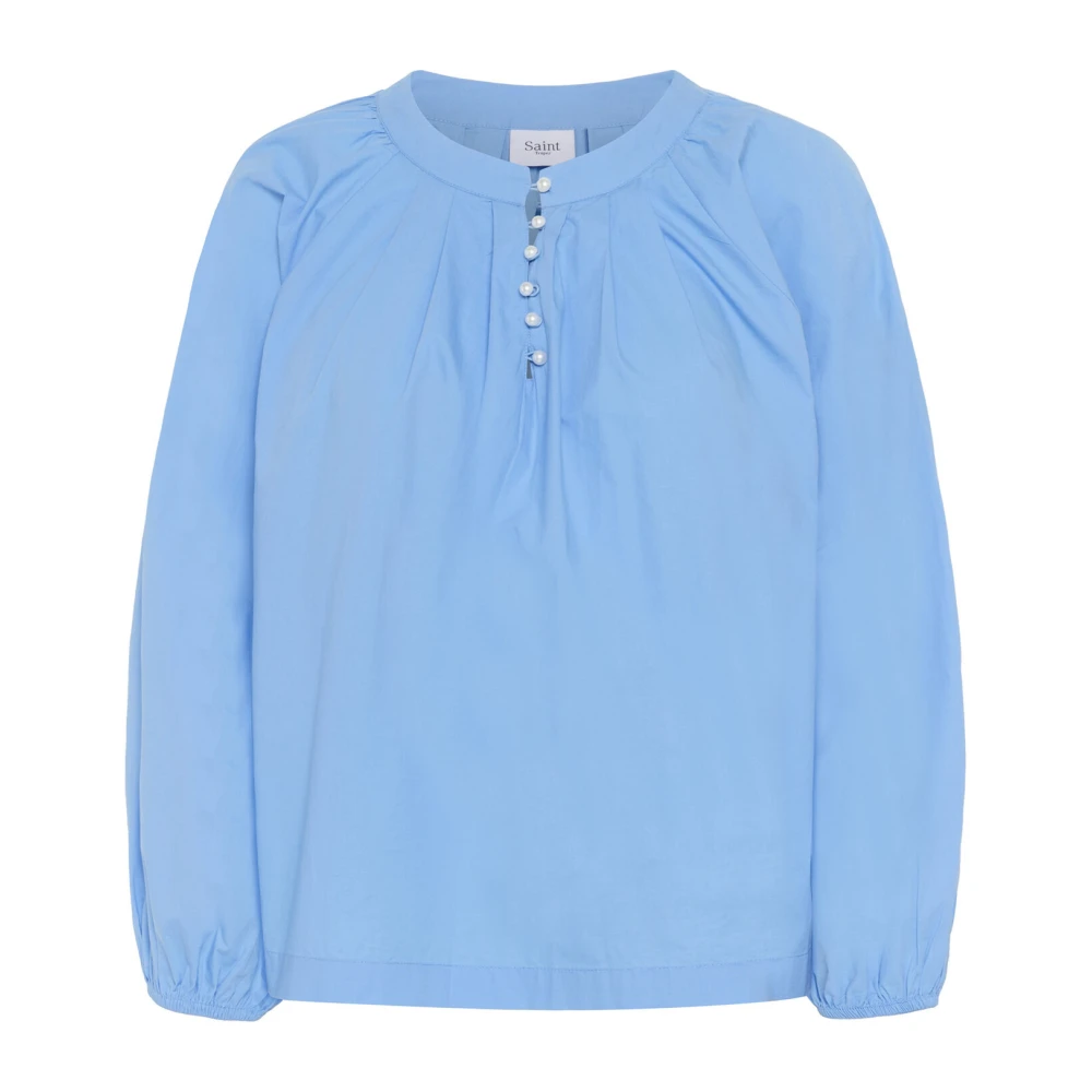 Saint Tropez Feminine blouse met pofmouwen Blue Dames