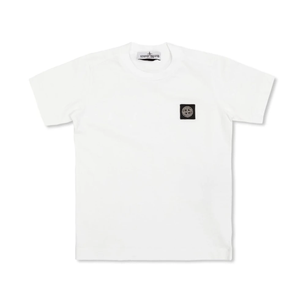 Stone Island Boys White Logo Patch T-Shirt - Kids Short Sleeve T-Shirts - 8 Y - Kids