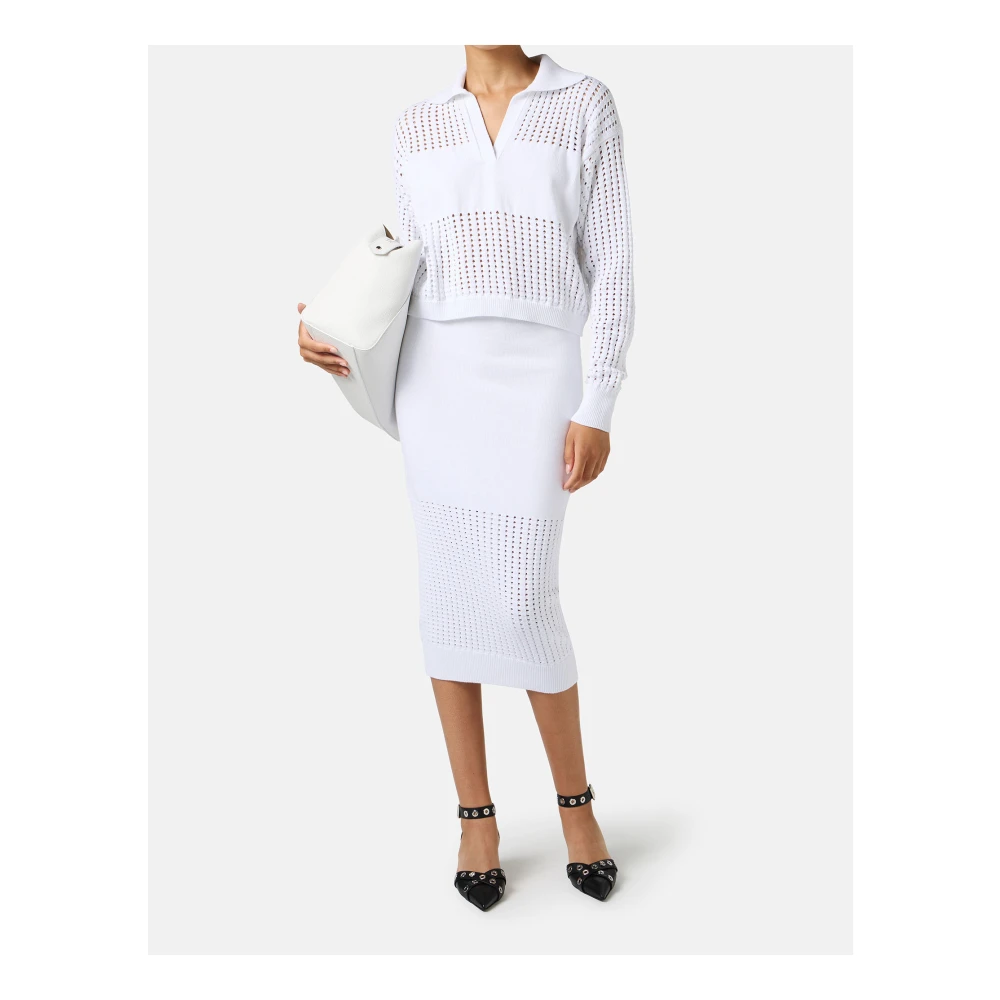Iceberg Witte rok van stretchkatoen met perforaties White Dames