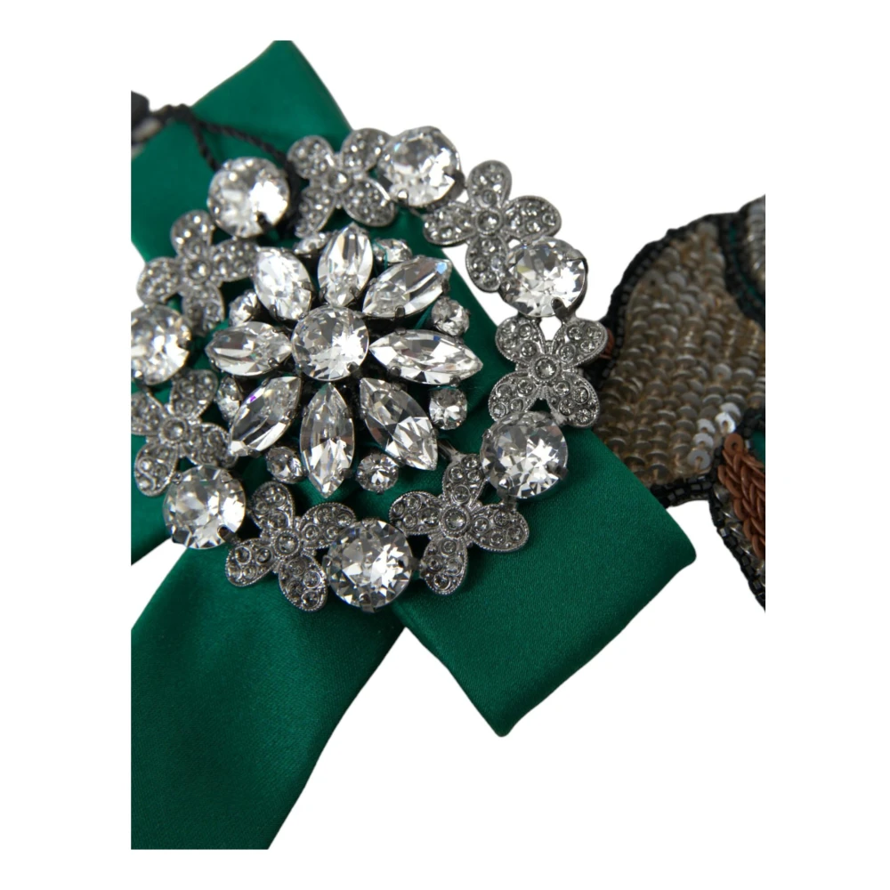 Dolce & Gabbana Kristal Satijn Vogel Haarklem Green Dames