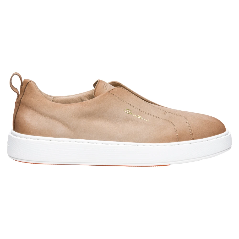 Santoni Beige Slip-On Leren Sneakers Beige Heren